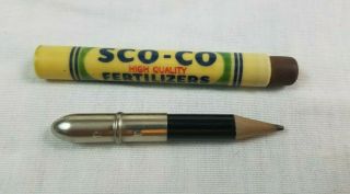 SCO - CO Fertilizer SOUTHERN COTTON OIL Bullet Pencil Erase Advertisment AD VTG 2