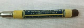 SCO - CO Fertilizer SOUTHERN COTTON OIL Bullet Pencil Erase Advertisment AD VTG 3