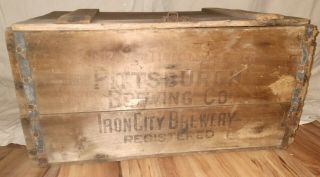 Antique Pittsburgh Brewing Co.  Wooden Beer Crate With Lid " Iron City Brewery "
