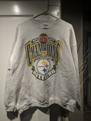 Vintage 1995 Pittsburgh Steelers Afc Champions Crew Neck Sweatshirt Size Xl
