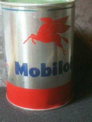 Vintage 1 Quart Mobil Mobiloil Motor Oil Can Horse Pegasus Metal Full