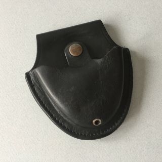 Vintage Black Hard Leather Handcuff Case Holder Holster