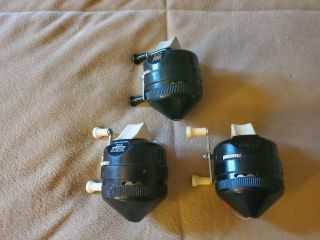 Zebco 202 Fishing Reels X 3 One Green Casing And 2 Black All Work