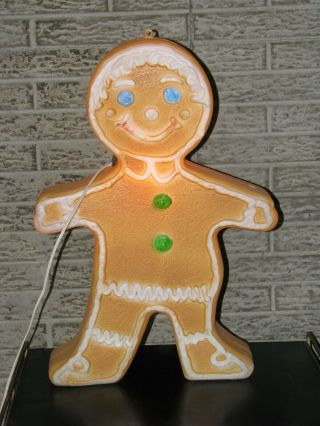 Vintage Gingerbread Man Girl Blow Mold Union Products Christmas 24 " 2 Sided