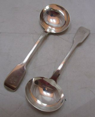 Pair Antique Georgian Sterling Silver Sauce Ladles,  Savory,  146 Grams,  1836
