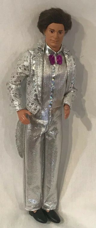 Vintage 1983 Barbie Ken Doll With Dark Hair In Silver/gray Tux Suit - Mattel B70