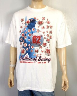 vtg 90s Starter MLB St.  Louis Cardinals Mark McGwire T - Shirt Home Run Chase L 2