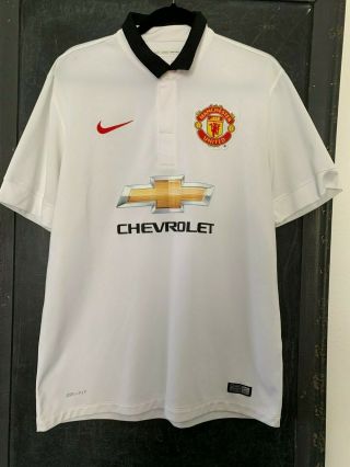 2014 Manchester United Nike Away Jersey Shirt Large L Dri - Fit White Collar