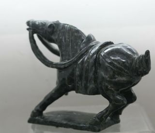 Exquisite Antique Chinese Hand Carved Dark Jade Stone Tang Horse c1900 2