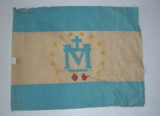 Vtg Flag Drapeau Montreal Quebec AnnÉe Mariale Marian Year 1954 Pope Pie Xii