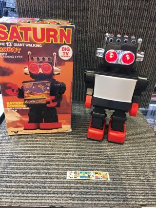 Vintage 13 " Walking Saturn Robot Vision Toys