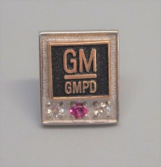 Vintage 10k Gold General Motors Service Award Pin,  Diamonds & Ruby,  Paint Dept ?