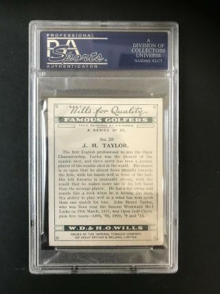 1930 W.  D.  & H.  O.  Wills Famous Golfers: J H Taylor 20 PSA Grade 6 2