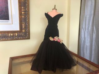 Madame Alexander Vintage Cissy Dress 1956 Black Velvet Mermaid Torso Gown 2043