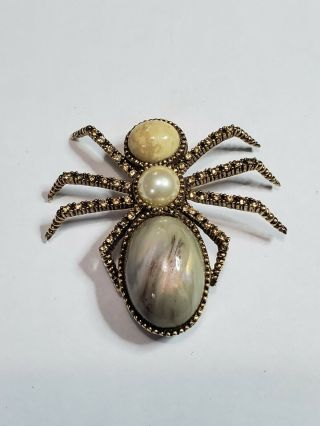 Vintage Ciner Jelly Belly Designer Signed Stunning Spider Pin Brooch 2.  25 "