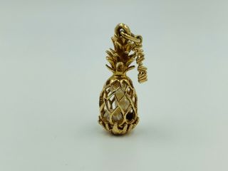 14k Solid Gold Vintage Antique Hawaii Pearl Pineapple Charm Pendant