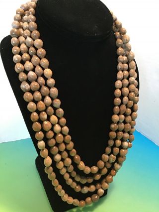 Vintage 70s 80s Shell Beaded Necklace Extra Long 48 Inches