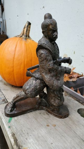 Japanese Bronze Figure Meiji Period Samurai Warrior Statue Antique Circa1900