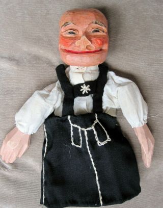 5 Antique German Character Puppet Wooden Carved Head /hands/