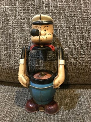 Vintage Linemar Japan Tin Toy Popeye Comic Character Lantern Figure