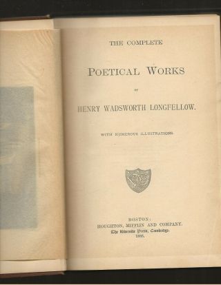Complete Poetical of Henry Wadsworth Longfellow; illustrated; 1885 3
