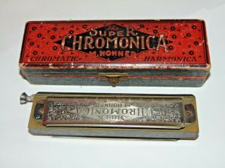 Boxed Vintage Hohner Chromonica Chromatic Harmonica In Key Of C