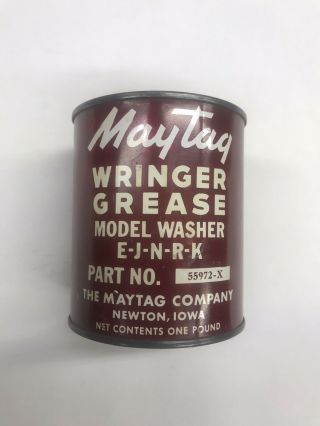 Vintage Red & White Maytag Washer Wringer Grease Lubricant 1lb.  Can/tin 55972 - X