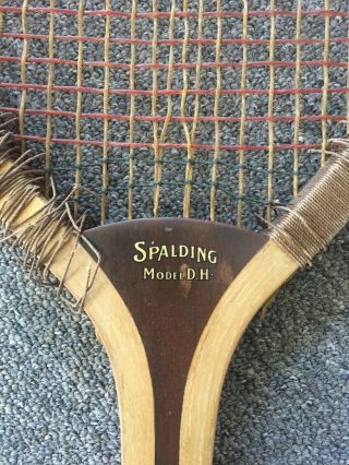 Antique 1900s Spaulding D.  H.  Wood Tennis Racket With Personalized Canvas Cover