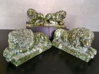 Grand Tour Italian Serpentine Marble Lions,  Two Pairs,  Canova And Medici