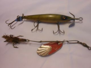 Vintage 5 1/2 In South Bend Panatella Minnow ? And Winchester Spinner 9616