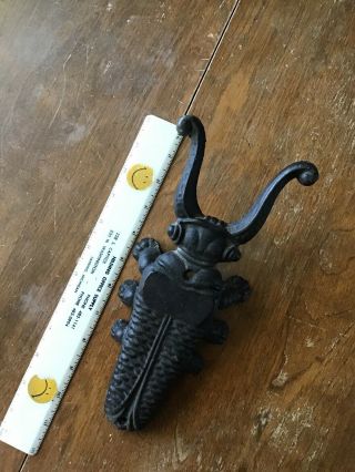 Vintage Cast Iron Longhorn Beetle Bug - Boot Jack Remover - Door Stop