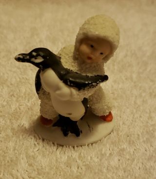 Vintage Antique Miniature Bisque German Snow Baby With Penguin Figurine Germany