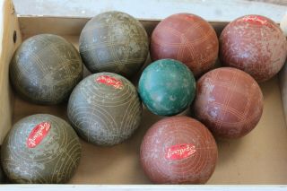 Vintage Sportcraft Bocce Ball Set Made In Italy Primitive And Pallino Lawn Bowl