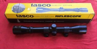 VINTAGE TASCO 4 x 32 RIFLE SCOPE MADE IN JAPAN WITH BOX & WEAVER RINGS 2