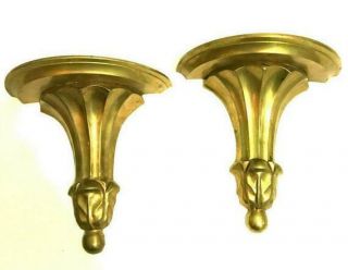 Vintage Solid Brass Ornate Wall Shelf Sconces Home Accents Decor