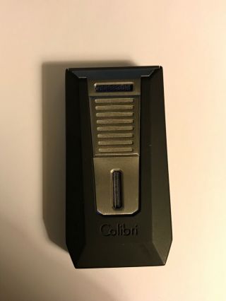Colibri Lighter - Slide Double Jet Flame,  Black & Chrome With Punch.