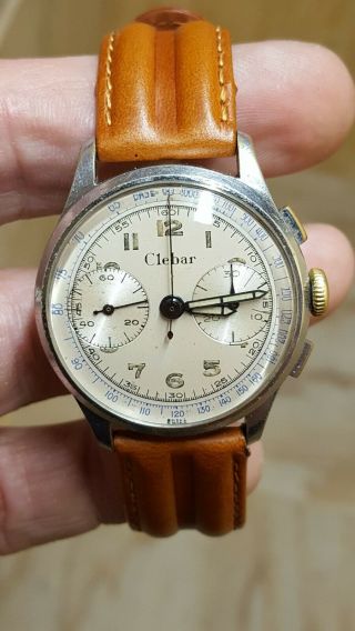 Vintage Clebar Zodiac Big Eye Chronograph Landeron 149 Wristwatch Dial