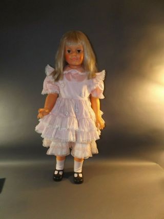 Ideal Patty Playpal Blonde 35 " Doll Wearing Vintage Dress