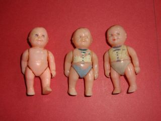 3 Vintage Renwal Dollhouse Baby Dolls 2 1/4 "