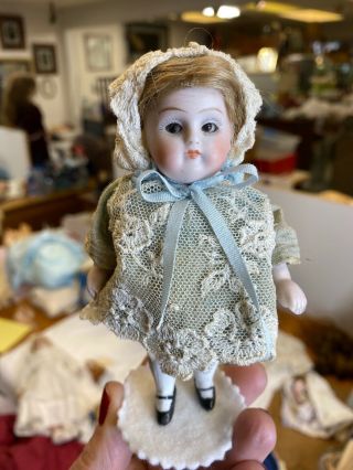 Antique Kestner 150 German All Bisque Doll With Hairline Boo Boo Bargain 1910