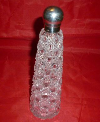 Sampson Mordan & Co,  Silver & Hobnail Cut Glass Scent Bottle,  London 1885