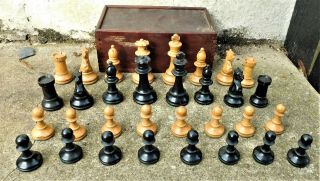 C1890 Weighted Victorian Staunton Chess Set Vintage Antique