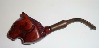 Vintage Smoking Pipe Carved Horse Head Italy Estate Pipe