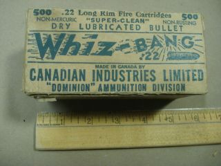 Vintage Empty Cil Dominion Whiz - Bang Shell Box 22 Long Rifle Montreal Canada