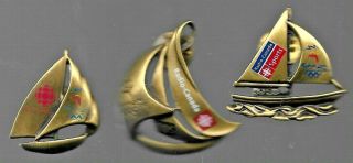 3 Cbc Radio Canada Rds Boat Pins,  Sydney 2000 Olympics -