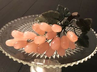 Vintage Chinese Grapes Pink Quartz Jade Leaves Fantastic