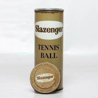 Vintage Tin Can 1949 Slazenger Tennis Ball Canister Olive Wimbledon Championship