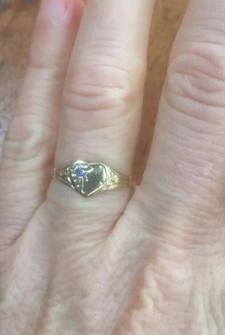 Vintage 1960s Solid Gold And Blue Stone Signet Ring.