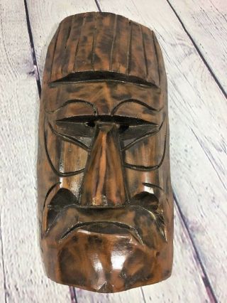Vintage Hand Carved Wooden Mask Wall Decor - 12.  5 " T X 6.  5 " / African Style