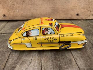 Vintage 1940s Marx Yellow Skyview Cab Tin Wind Up Car Toy 6.  5 "
